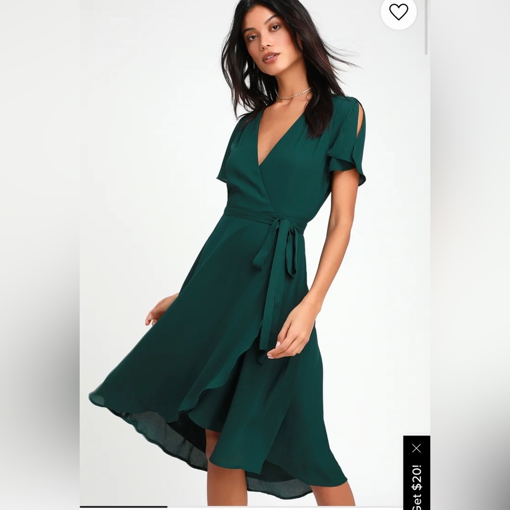 Lulus Rise to the Occasion Emerald Green Wrap Dress